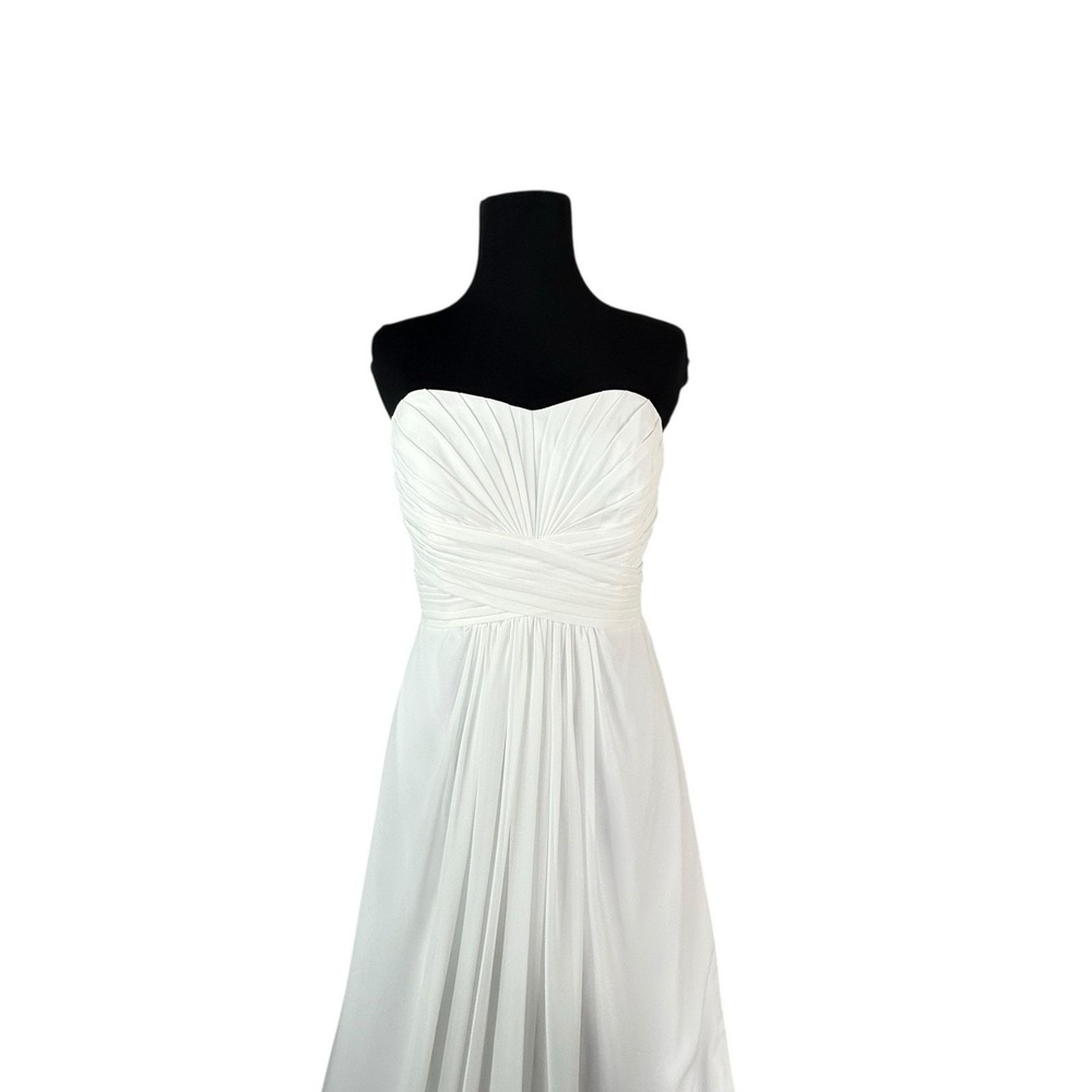 Strapless Chiffon White Wedding Grecian Goddess Dress Size 8 EUC DB Studios